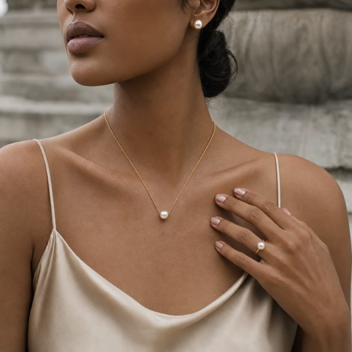 The Pearl set worn on model